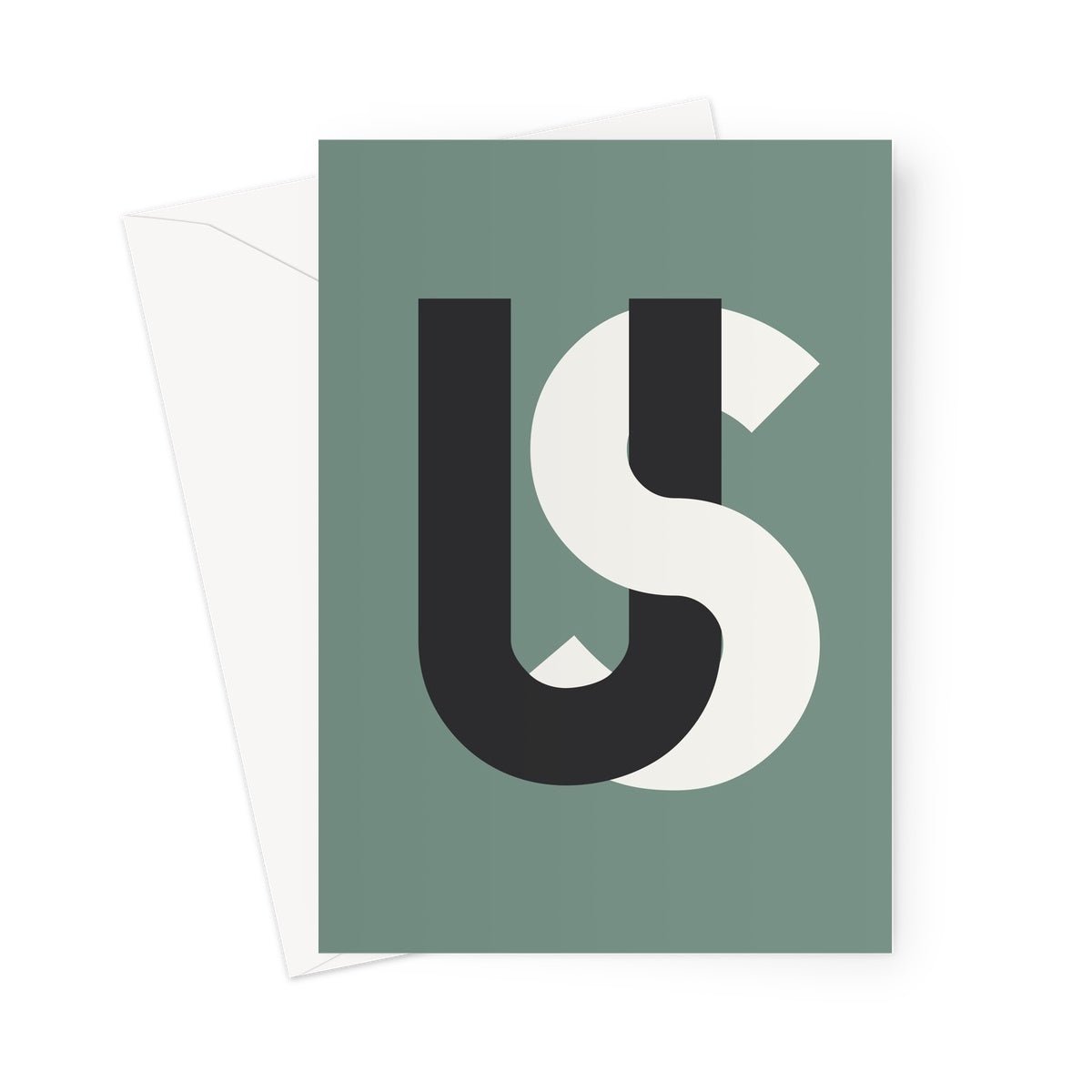 US - Dark Green Greeting Card - burnt peach.