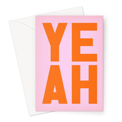 YEAH - Pink Greeting Card - burnt peach.