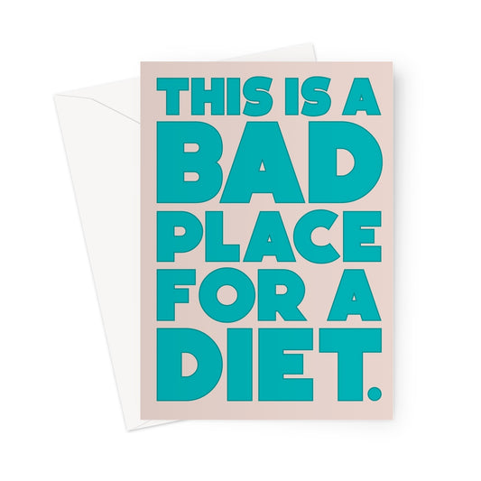 BAD PLACE - Dusky pink/Turquoise Greeting Card