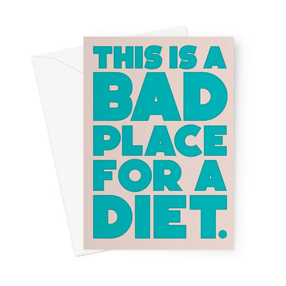 BAD PLACE - Dusky Pink/Turquoise Greeting Card - burnt peach.
