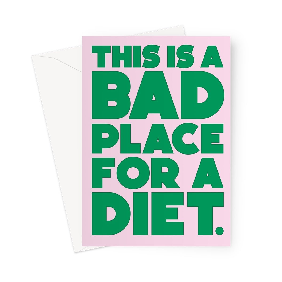 BAD PLACE - Pink/Green Greeting Card - burnt peach.