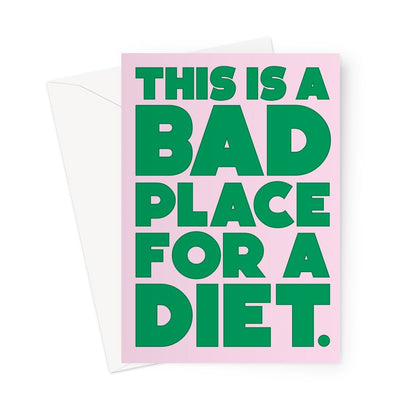 BAD PLACE - Pink/Green Greeting Card - burnt peach.