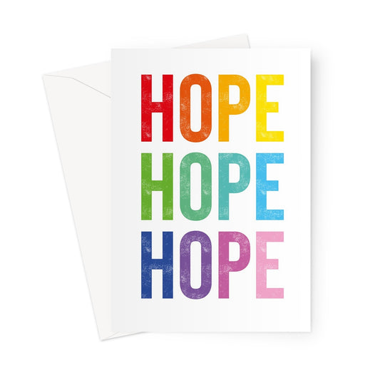 HOPE - IN SUPPORT OF SOLVING KIDS CANCER - White / Rainbow Greeting Card