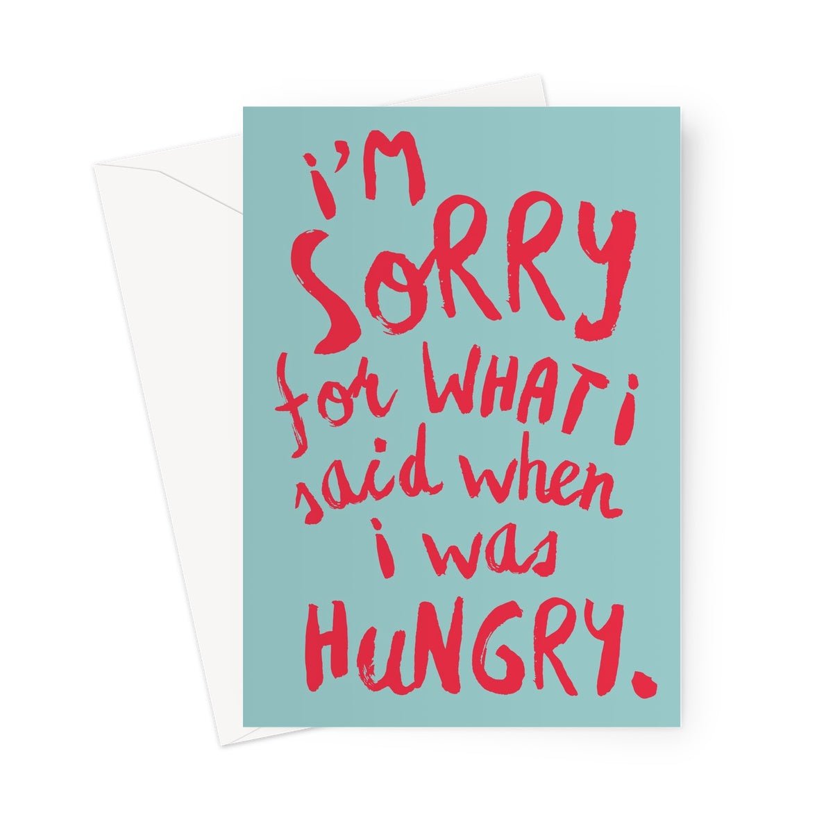 HANGRY - Blue/Red Greeting Card - burnt peach.