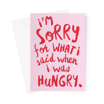 HANGRY - Pink/Red Greeting Card - burnt peach.