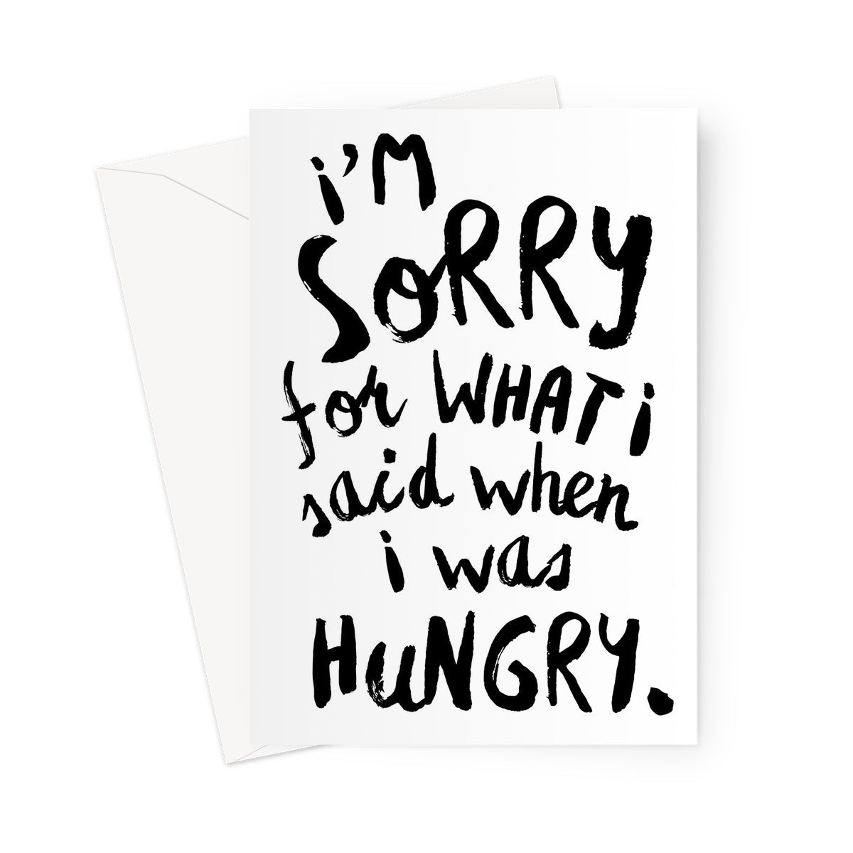 HANGRY - White/Black Greeting Card - burnt peach.