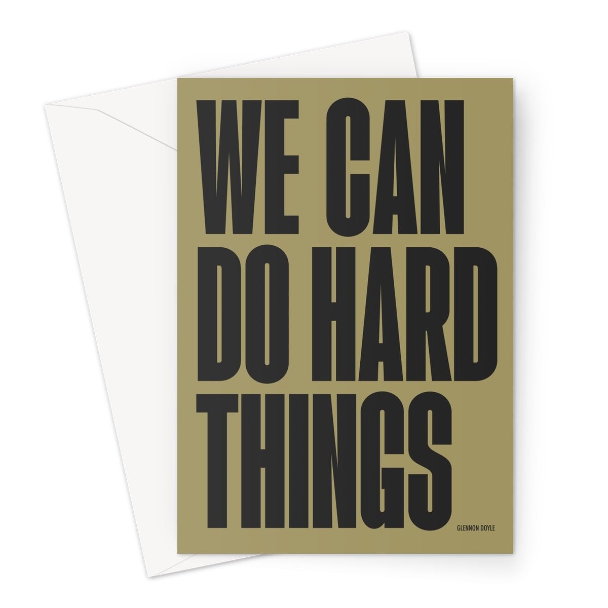 HARD THINGS - Olive / Charcoal Greeting Card - burnt peach.