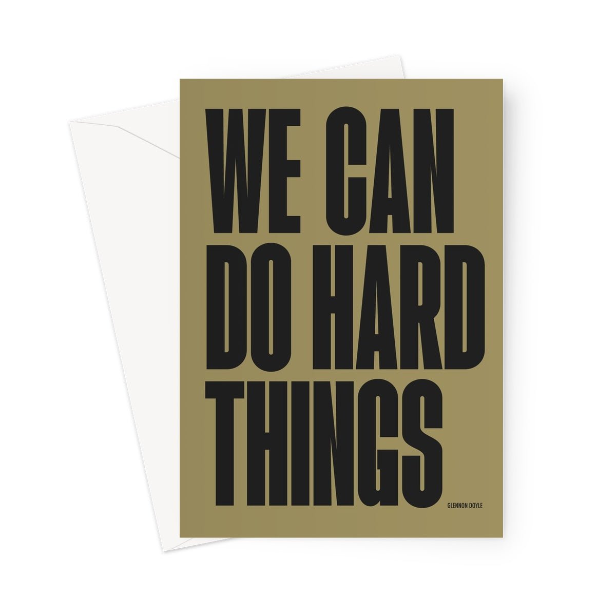 HARD THINGS - Olive / Charcoal Greeting Card - burnt peach.