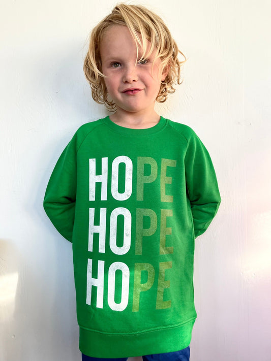 HOPE Organic Christmas Jumper - Kids - Elf Green - Studio Stock - burnt peach.