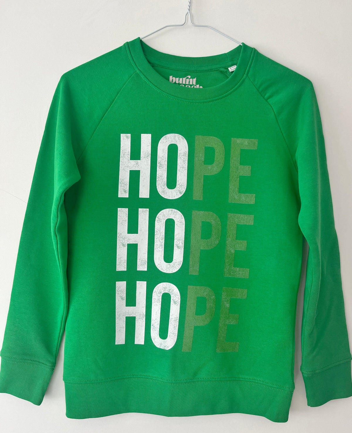 HOPE Organic Christmas Jumper - Kids - Elf Green - Studio Stock - burnt peach.