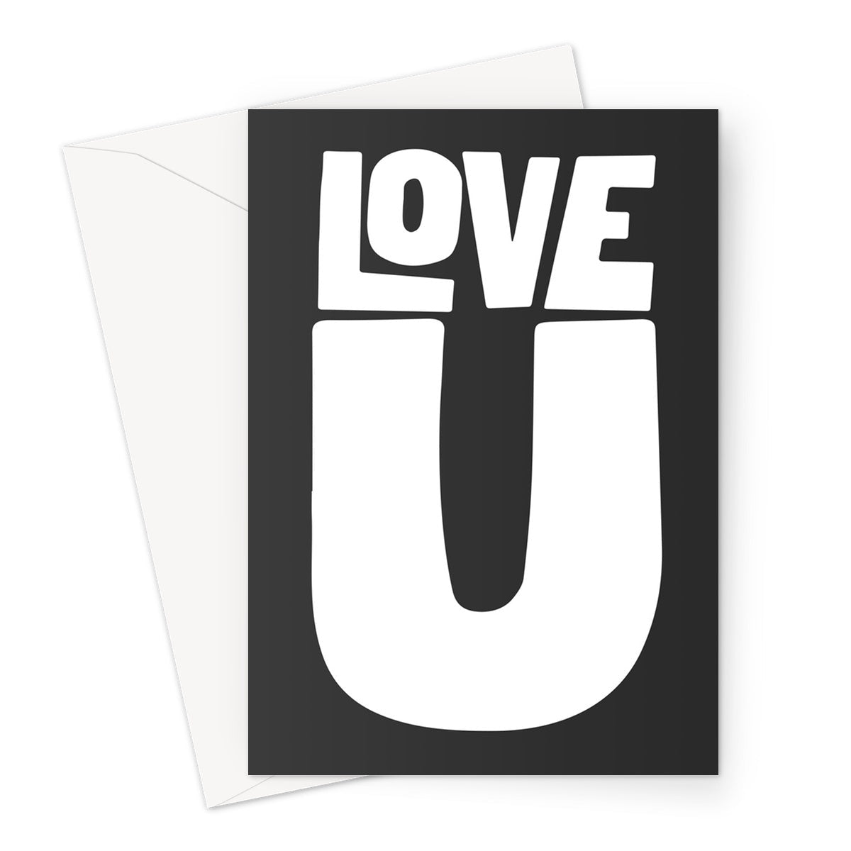 LOVE U - Black / White Greeting Card - burnt peach.