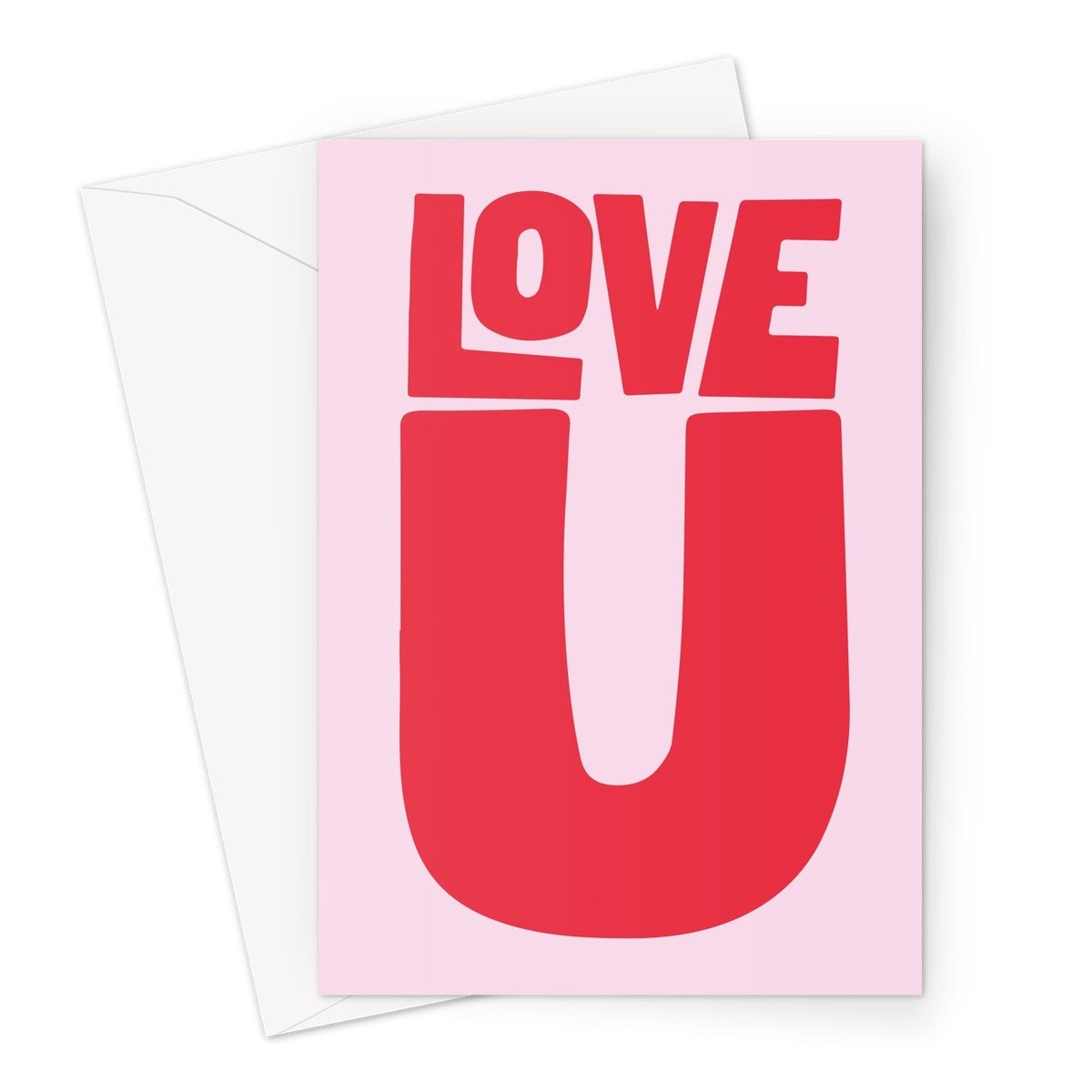 LOVE U - Pink / Red Greeting Card - burnt peach.