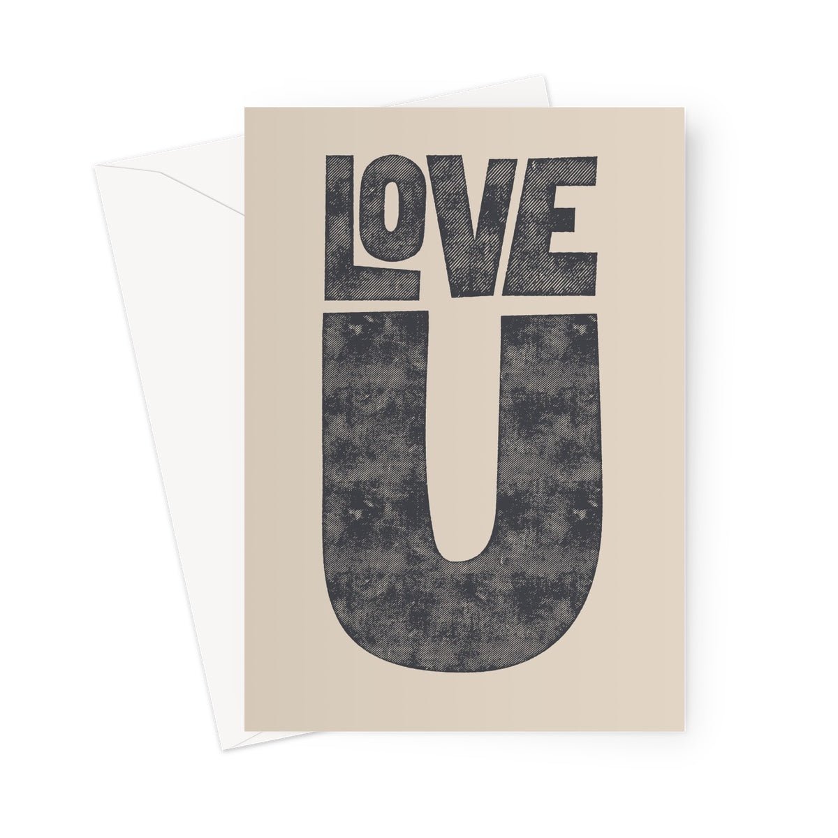 LOVE U - Vintage Greeting Card - burnt peach.