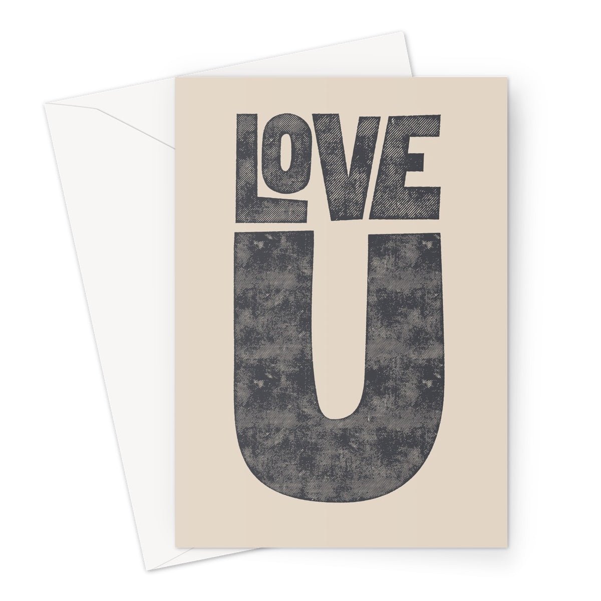 LOVE U - Vintage Greeting Card - burnt peach.