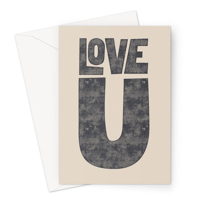 LOVE U - Vintage Greeting Card - burnt peach.