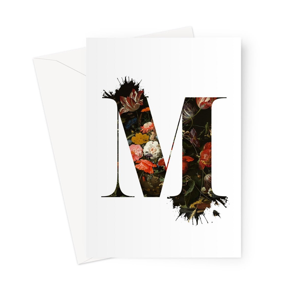 MY TYPE OF BLOOMS - M Greeting Card - burnt peach.