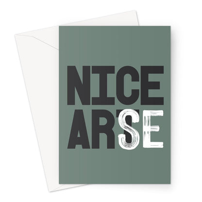 NICE ART - Green / Black Greeting Card - burnt peach.