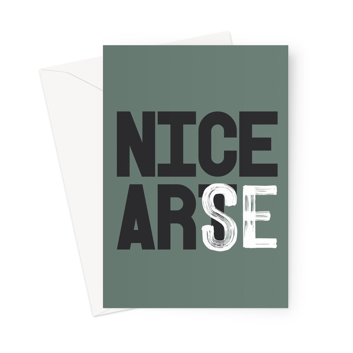 NICE ART - Green / Black Greeting Card - burnt peach.