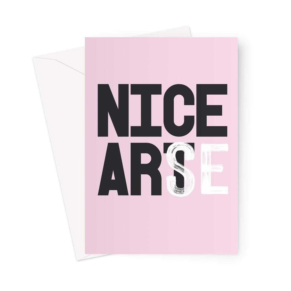 NICE ART - Pink/Black Greeting Card - burnt peach.