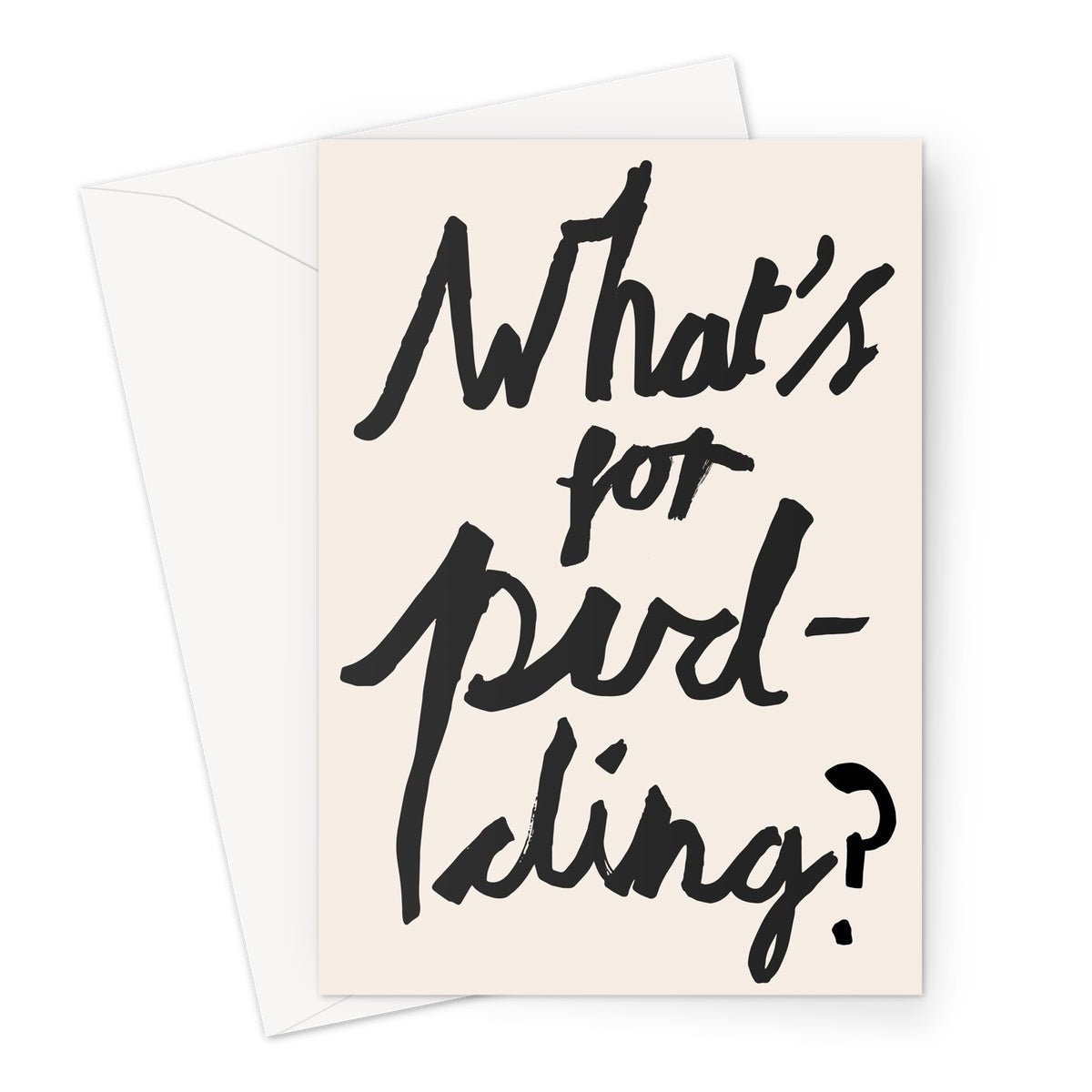 What's for Pudding? Stone / Charcoal Greeting Card - burnt peach.